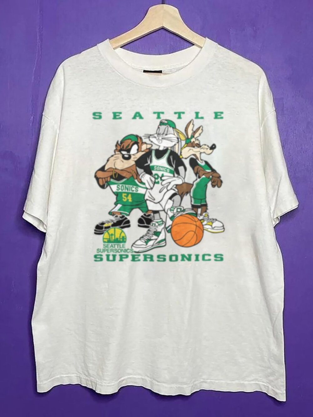 Vintage Seattle Supersonics Taz Looney Tunes Basketball Shirt, Retro NBA Shirt